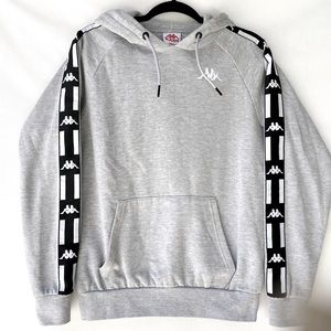 Women’s kappa hoodie, size small, light grey with black and white arms